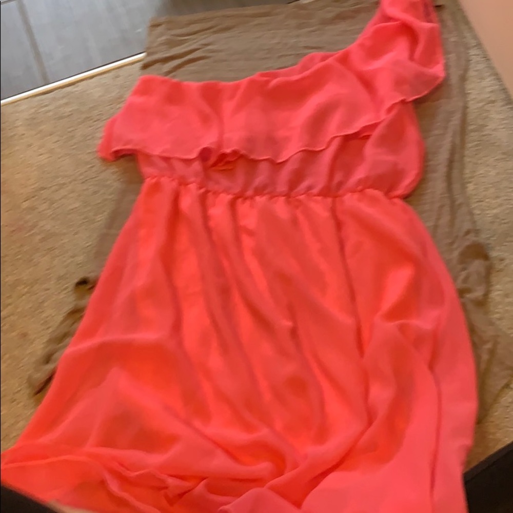 Hot pink one shoulder dress